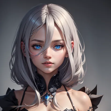 adult anime woman with silver hair, 1 elegant and subtle tattoo, female character anime art style. a detailed portrait, with lig...