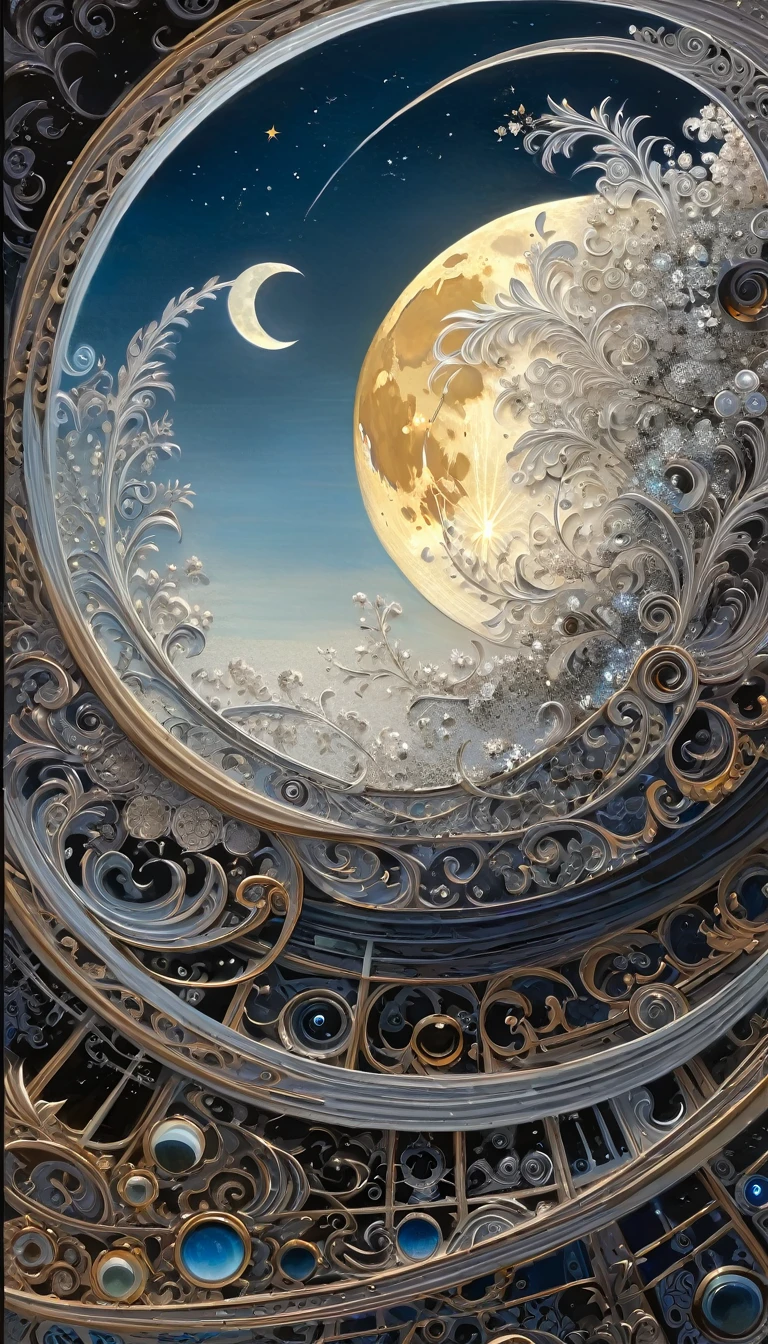 the moon, Artwork inspired by Dave Mckean, intricate details, oil painted
