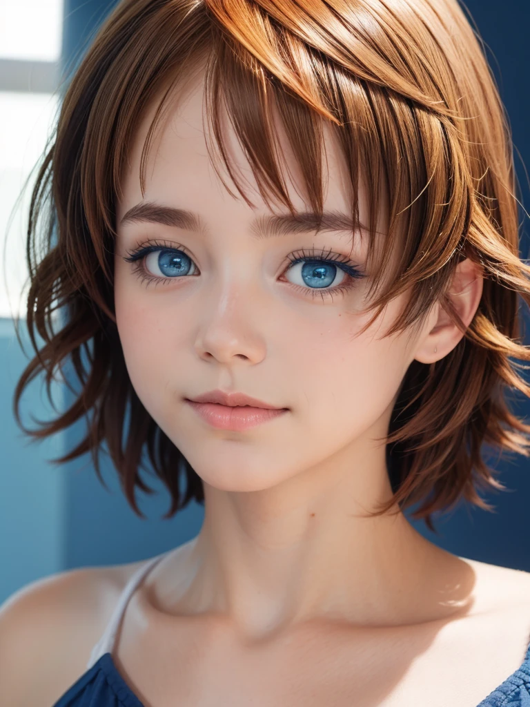 1girl, solo, looking_at_viewer, short_hair, blue_eyes, simple_background, original, blue_hair, closed_mouth, multicolored_hair, portrait