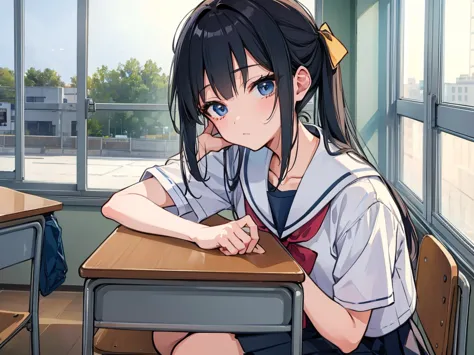 high school girl、in the classroom