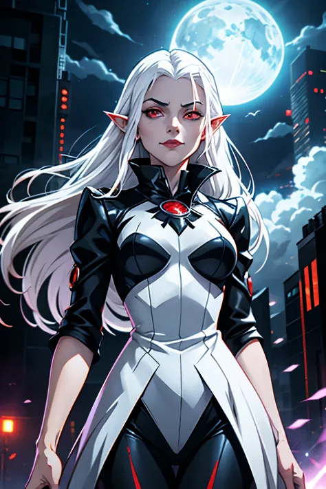 1 girl, (standing alone), anime girl with long white hair and red eyes,  with white hair, girl in white high collar, ((eye patch...