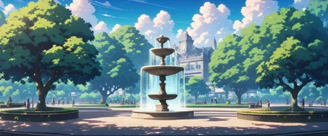 punctuation_9, punctuation_8_high above, punctuation_7_high above, fountain_アニメ, assessment_safe, scenario, plein-air, sky, nube...