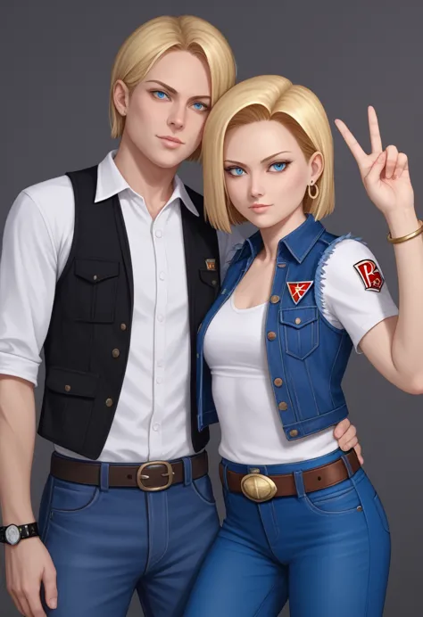 8k, real image, intricate details, ultra detailed,(photorealistic), Y18, 1 girl, Android 18, by rubio, Blue eyes, belt, Cowboys,...