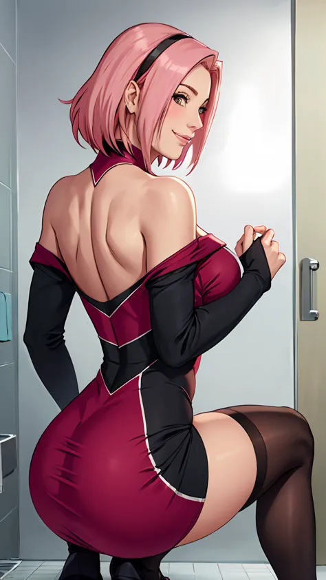 ((big ass))((bog tits))((perfect face))((sexy))(((suit))), masterpiece， the best quality at the best， 1girll， sakura haruno， big...