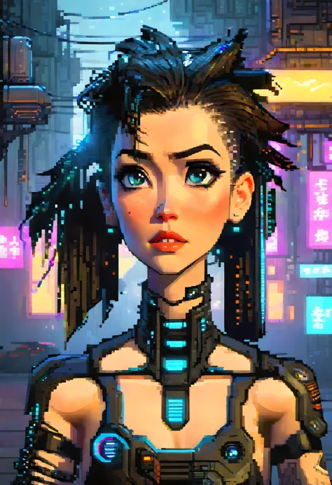 futuristic female, cyberpunk female, high resolution, absurderes(beautiful face and highly detailed eyes)Perfect Anatomia, good ...