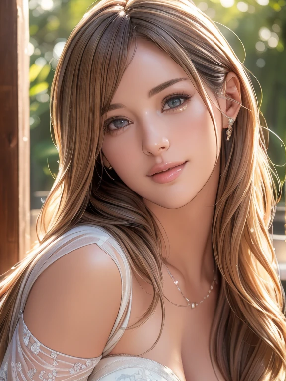 (Highest quality,4K,8K,High resolution,masterpiece:1.2),Super detailed,(Realistic,photoRealistic,photo-Realistic:1.37),girl,,Blushing,A light smile,Sitting,Outdoor,Beautiful attention to detail,Beautiful lip detail,Highly detailed eyes and face,Long eyelashes,Soft morning light,Vibrant colors,Delicate texture,Subtle Shadows