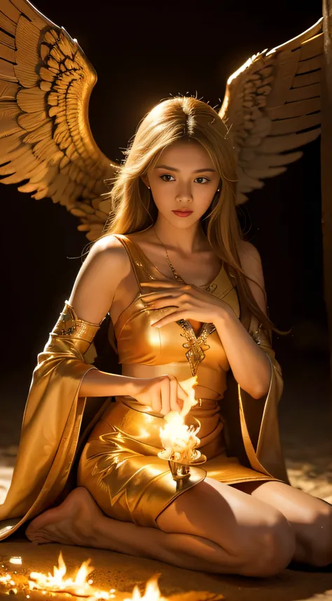 guardian angel and sacred flame, stunning and impactful images, very detailed and impeccable, 4k resolution