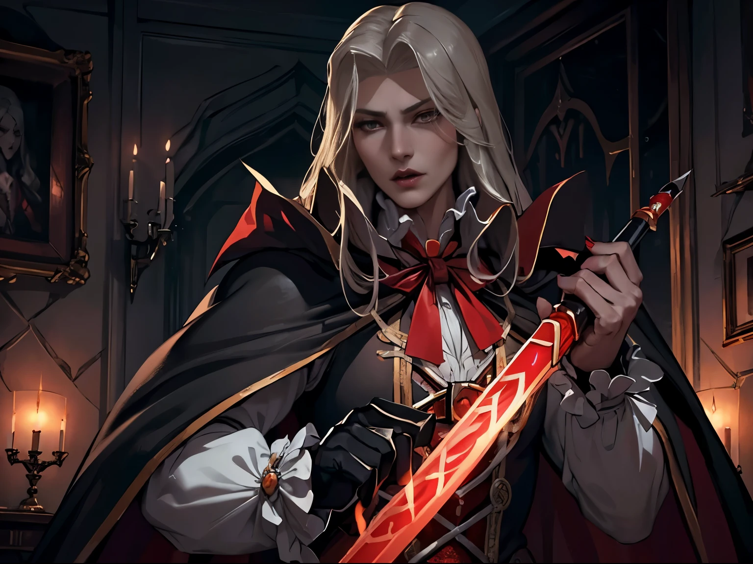 (((dracula )))8k,((from Castlevania)((elegant))(((red cape))) beautiful,((elegant)),(((wear tight clothing )))((has a sword)))8k, hyperrealistic,(((Empty dark background))) ,(((Empty dark background)))., Softly lit, Intimate exquisite detail, sharp focus, intricately detailed, award-winning photography, small spotlight, low contrast, high sharpness, facial symmetry, depth of field, cinematic background, Unreal Engine Rendering, central image, dreamlike, Softly lit, intimate, imagen de whole body ,whole body, hdri, alucardcastlevania
