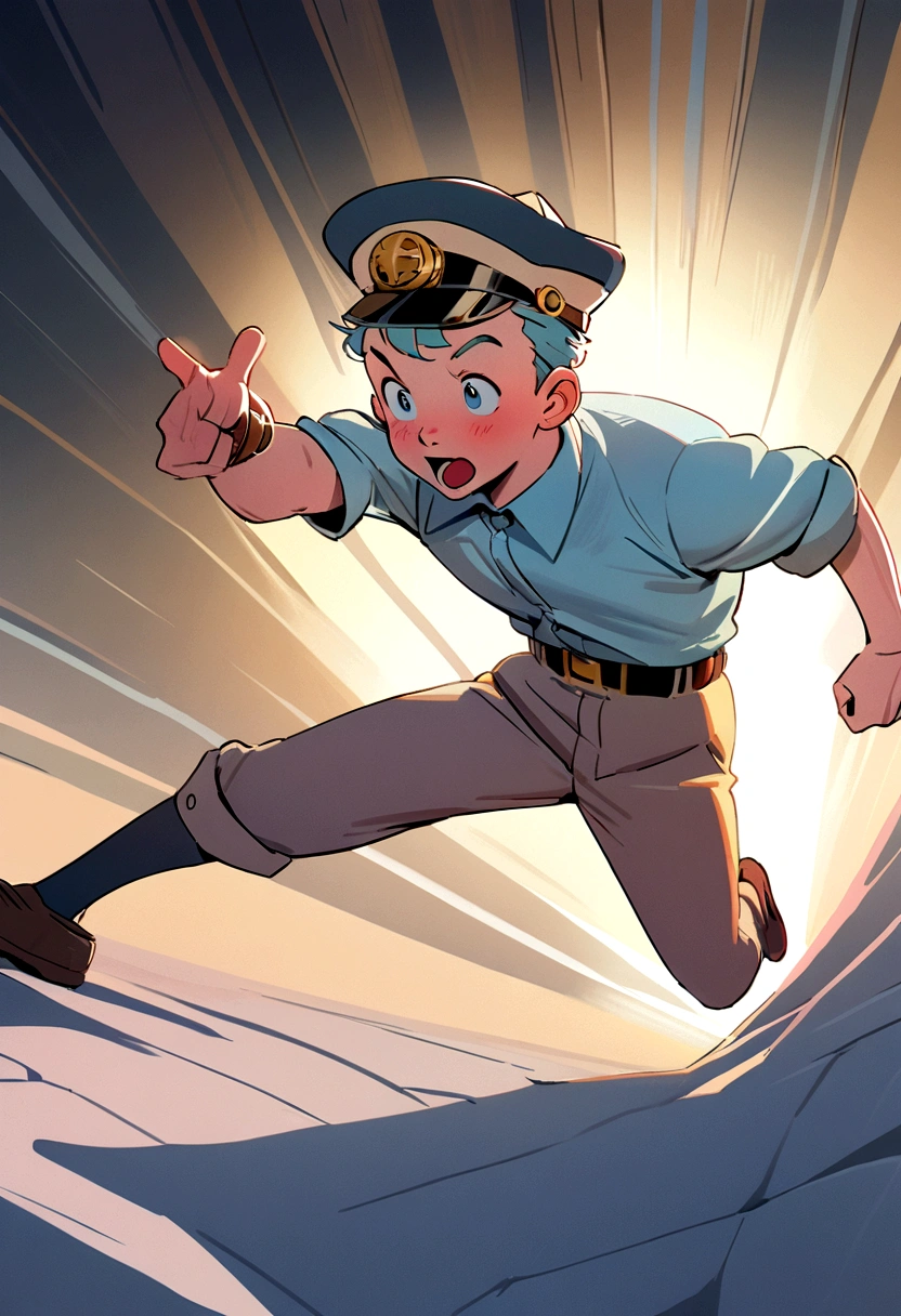 1 young boy, Tintin, "The Adventures of Tintin", Hergé style, detective hat, sprinting, cover of a magazine, magazine title, dynamic poses, Drama, Cinema camera angle, European comics, 90s cartoon art style, dynamic action scenes, swirly vibrant colors, film lighting, dramatic lighting, best qualityer, work of art, Very beauthful, perfect composition, details Intricate, extremely detaild