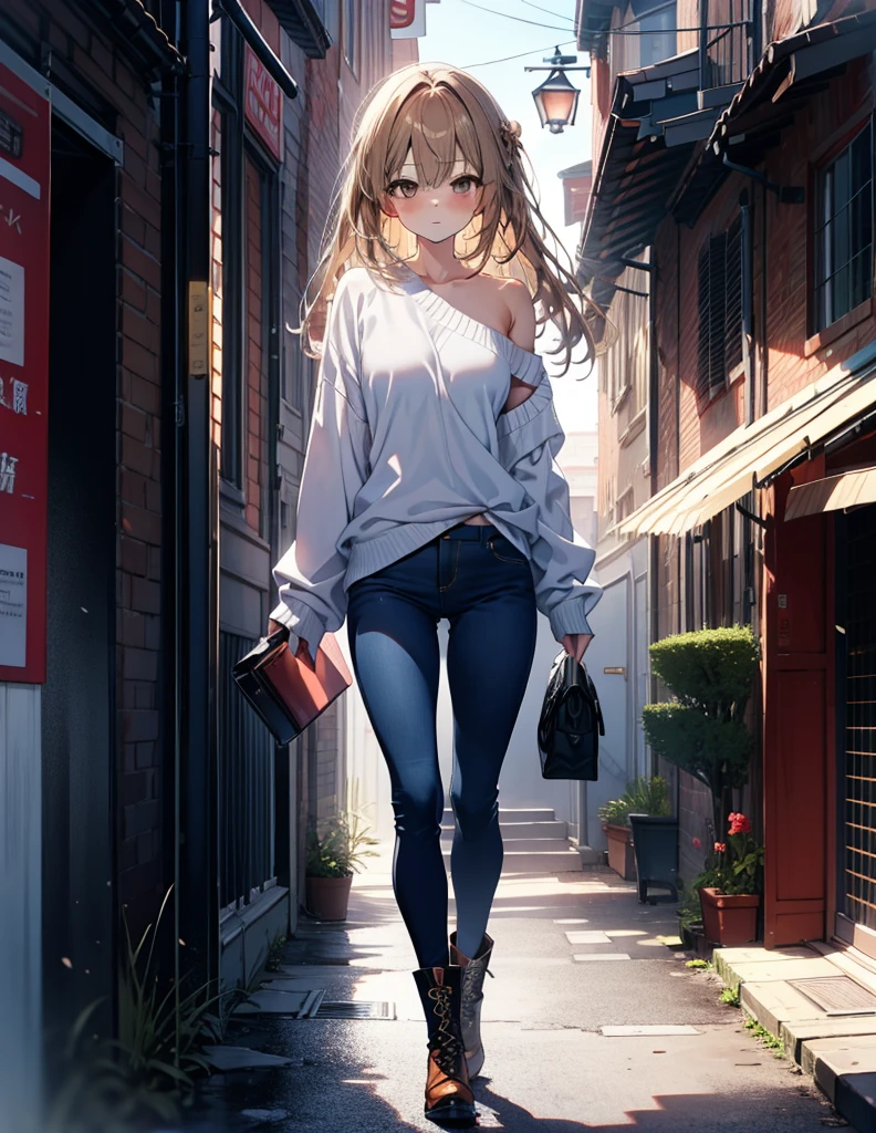 score_9, score_8_superior, score_7_superior, sauce_anime,
Taiga Aisaka, taiga aisaka, Long Hair, Brown Hair, Brown eyes,One-shoulder sweater,Skinny jeans,short boots,Daytime,Clear skies,Walking,whole bodyがイラストに入るように,
break outdoors, Building district,
break looking at viewer, whole body,
break (masterpiece:1.2), Highest quality, High resolution, unity 8k wallpaper, (shape:0.8), (Beautiful attention to detail:1.6), Highly detailed face, Perfect lighting, Extremely detailed CG, (Perfect hands, Perfect Anatomy),