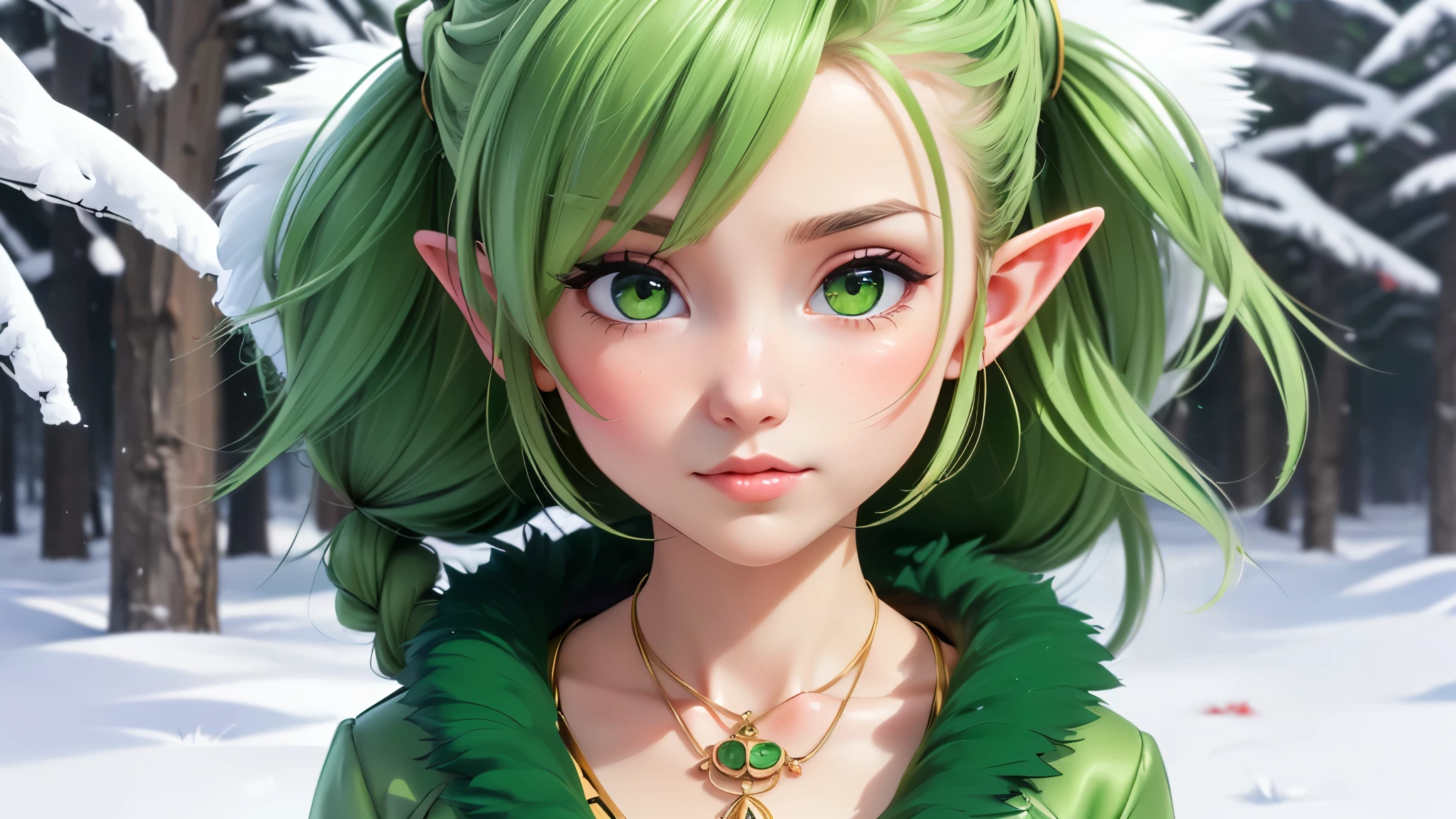 Cute loli elf,(((Small loli,tiny ,Small))),(((6 years))),((anime elf loli with extremely Cute and beautiful Green hair)), (((elf))), (((elf ears))),

(((flat chest))),((((Green hair:1.35,messy Green hair,braided hair, dreadlocks hair,hair over eyes,Colored inner hair,breathing through the ears)))),(((Green_eyes:1.3))),difficult eyes,beautiful detailed eyes,symmetrical eyes,big eyes:1.5,(((shiny skin:1.5,Bright skin: 1.5,tanned skin,shiny skin,very shiny skin,shiny body,пластиковая shiny skin,exaggerated shiny skin,illuminated skin))),(detailed body,(detailed face)),

Cute,promiscuous,Erotic,brave,(NFV),

(((vines on his body))),revealing clothes,show skin,(((Sexy Green fur coat, Green fur coat outfit, wearing a Green fur coat:1.3,Green winter coat))), ((Green mini-skirt,Green mini skirt with furry edge,Visible thong straps)),(White gloves,Green clothes,half naked,with Small Green clothing,((((clothing with fur edges)))),(((leaves and flowers on her clothes,leaves on her clothes, flowers on her clothes,leaves and flowers on her hair))),(((difficult outfit,difficult clothes,Embroidered outfit,ornate outfit))),

(dynamic pose:1.0),embarrassed,(centered,Scale to fit,Rule of thirds),

((snowy pine forest at night)),with dark storm clouds,winter,landscape:1.25,((snow forest background)),Christmas tree,

A high resolution,sharp focus,(ultra detailed,extremely detailed),(photorealistic work:1.37),(extremely detailed CG unity 8k wallpaper),(((bright colors,bright theme))),(difficult),(masterpiece),(Best quality),