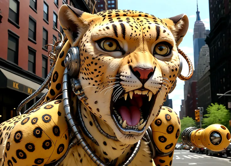 A close up of a cheetah with a blue face and a big teeth, (portrait of  anthro le - SeaArt AI