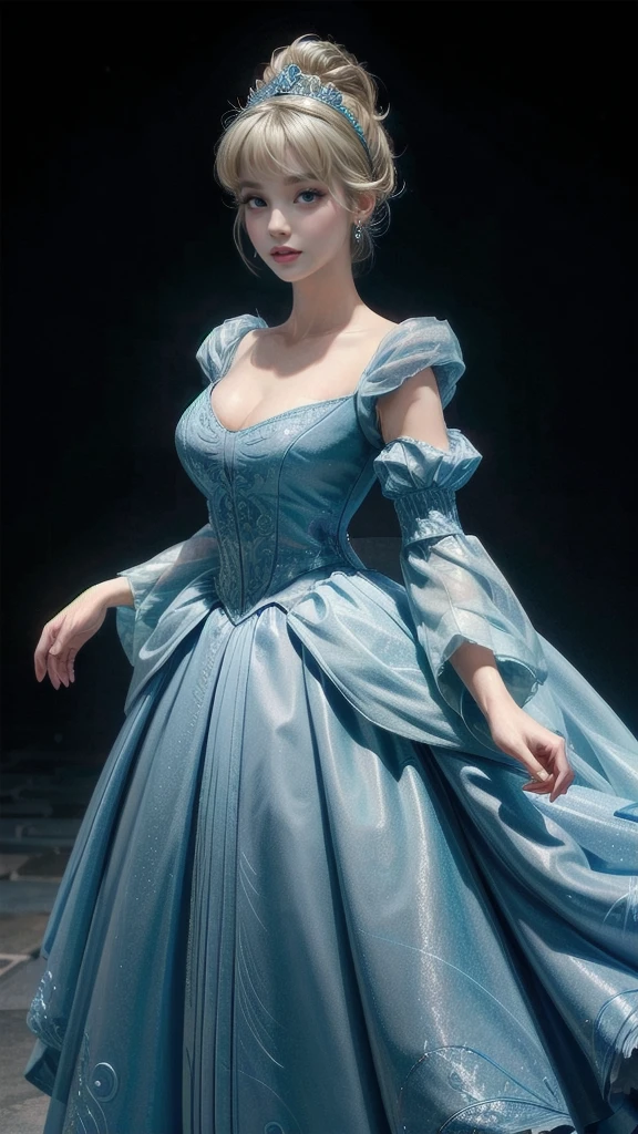 ((1 girl)), masterpiece, (high quality, Best Rendering), (beautiful girl, Cinderella), hot, Dental floss, Perfect body, 4K HD, Disney Princesses, Beautiful woman princess, Anime Princess, High-resolution artwork, Official Art, a cartoon by disney, Pretty Princess, long, 修long双腿, Large Breasts, Sexy pose, Wear it with dresses, Vibrant colors, Cartoon princess and tabernacle in blue dress, She has white skin, Cinderella, Disney Characters, Disney Characters style, Disney Princess, Disney Art Style, Disney Art Style, Anime Princess, fantasy, Formal wear, Fancy backgrounds，（8K，RAW Photos），（best quality），（masterpiece松散），（Practical，）（写実的でPractical），（high resolution），Ultra Detail，（Mild realism：1.1），Pretty Face， （1 female：1.1），high resolution), (8K), (Very detailed), (4K), (Pixif), Perfect face, Beautiful eyes and face, (最high quality), (Very detailed), Detailed face and eyes, (Solitary), Textured Skin, absurd, high resolution,