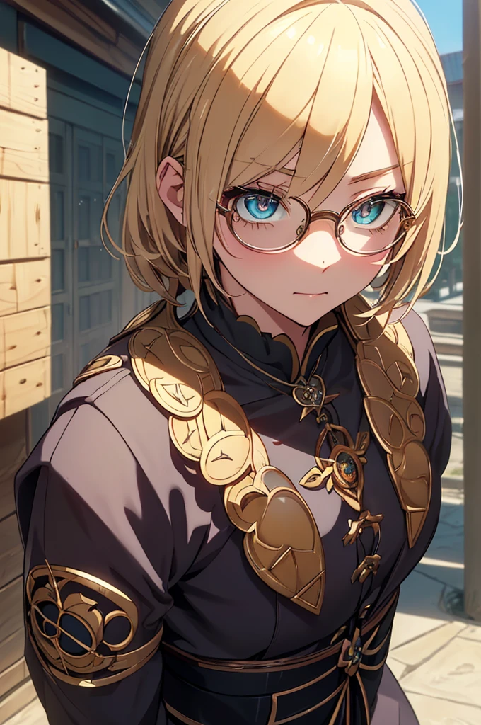 Blonde, Round Glasses, cool, (Gear Accessories), anime, beautiful, masterpiece, Highest quality, (1maleの子:1.5), (Shining Eyes:1.3), (Beautifully detailed eyes:1.1)、[[Delicate fingers and hands:0.55]::0.85], (Detailed reference),male, maleらしく, male, (Not as it really is), (bad), (Not as it really is感), No chest