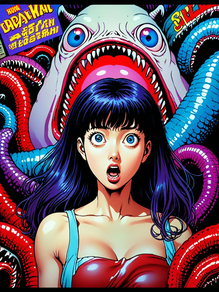 Illust、art、from 80s horror movie, directed by Junji Ito、Naked Women -  SeaArt AI