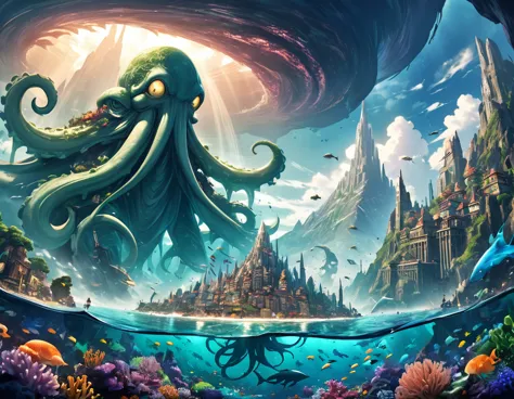 Undersea City, The Terror of the Universe, Landscape Photography, Giant Mountain and Chthulhu, 