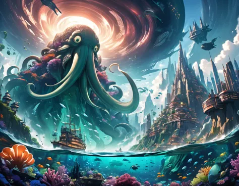 Undersea City, The Terror of the Universe, Landscape Photography, Giant Mountain and Chthulhu, 