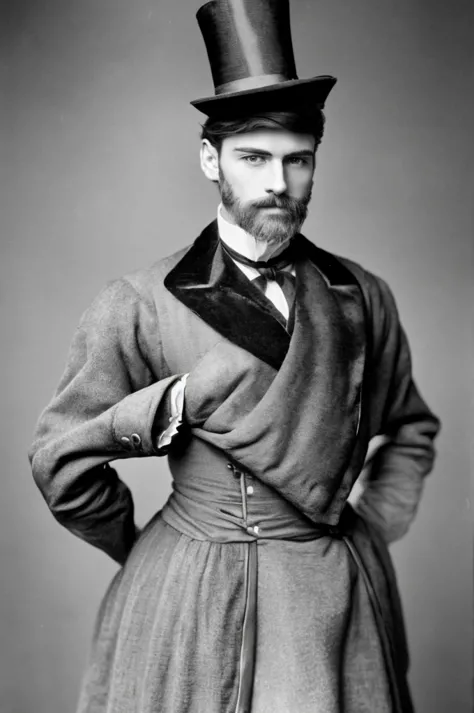 ((Best Quality)), ((Masterpiece)), (detailed), Victorian era man. Handsome man. YOUNG, square jaw. victorian clothing. whole bod...