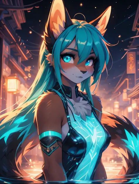 miku hatsune,arabic, tanned skin, high definition, kitsune ears, masterpiece}}, of the highest quality, highly detailed cg unity...