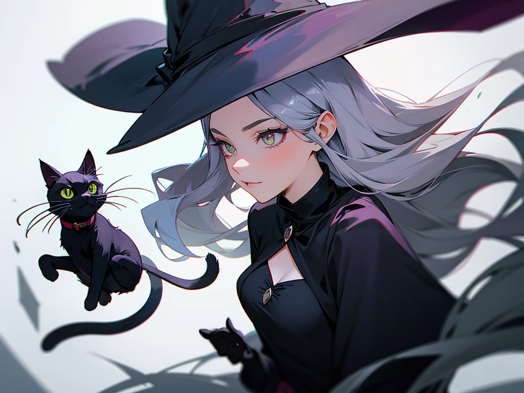 Black cat and lady witch