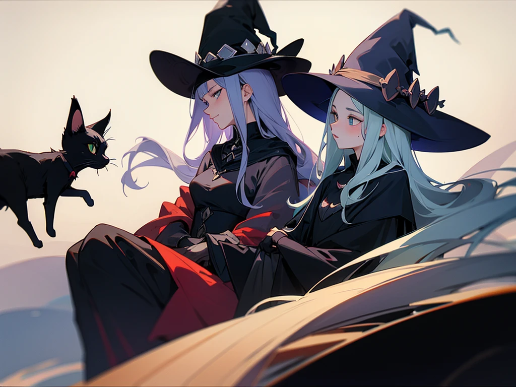 Black cat and lady witch