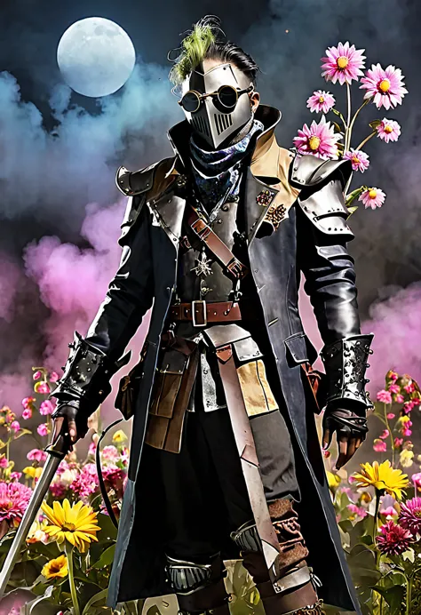 the first knights, flowers for the faded, moonchild, punked steam, spy, zombie, wizard, vintage outfit --ar 4:5 --s 231 --c 14 -...