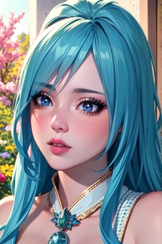 beautiful detailed eyes, beautiful detailed lips, extremely detailed eyes and face, long eyelashes, 1 girl, romantic, flower garden, natural sunlight, soft colors, photorealistic, hyper detailed, 8k, high quality, masterpiece, cinematic lighting, warm color palette, vibrant colors, dreamy, ethereal, fantasy, serene