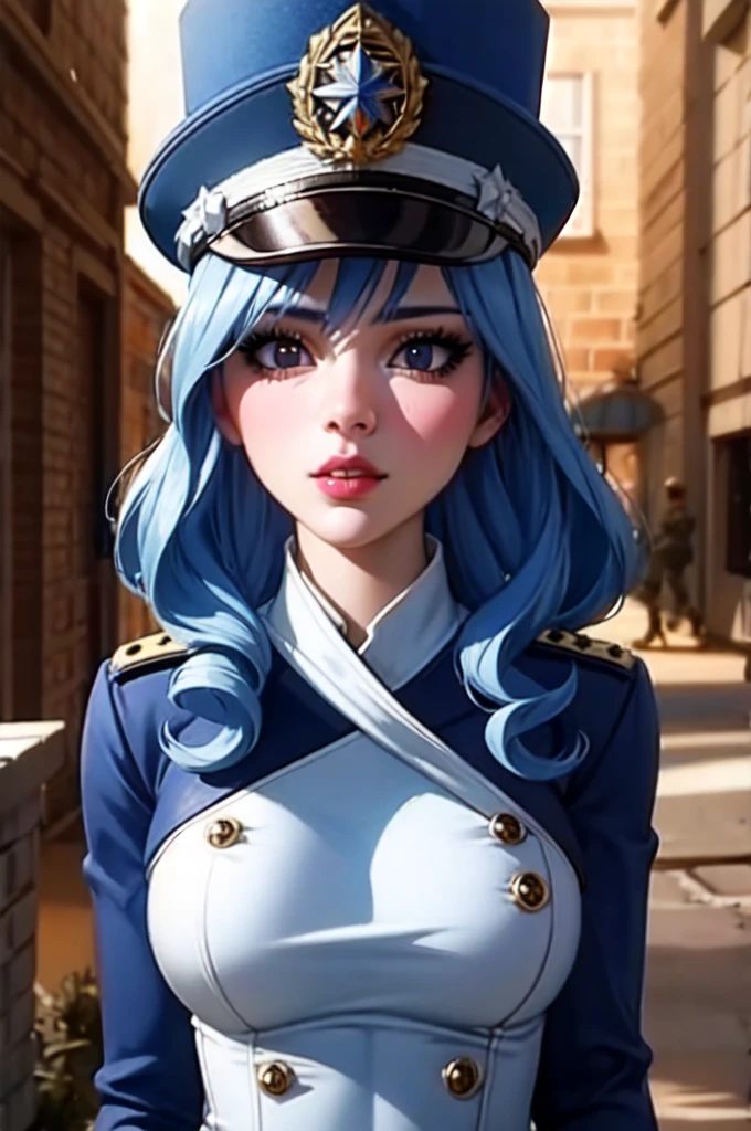 A woman soldier in military uniform, beautiful detailed eyes, beautiful detailed lips, extremely detailed eyes and face, long eyelashes, military hat, camouflage pattern, soldier standing at attention, military background, highly detailed, photorealistic, 8k, masterpiece, dramatic lighting, cinematic, warm color palette