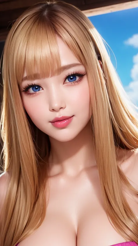 Beauty, Mystical Eyes、Big Boobs、Super sexy、Pale skin、Shiny Hair、Super long hair、Loose and fluffy perm、Close to blonde、Are fat、fa...