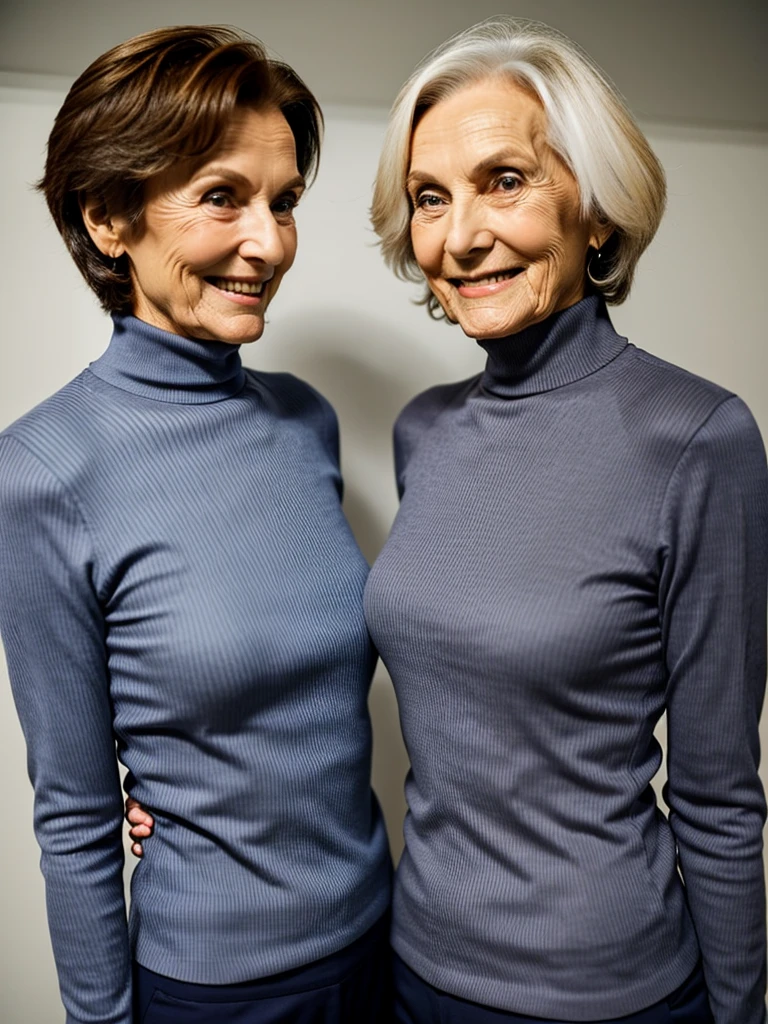 Photo of 2 different old wrinkly grannies, both are skinny mature old  wrinkly la - SeaArt AI