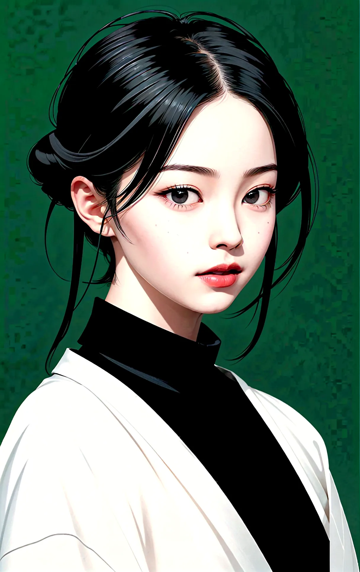 chinese goddess sexy, pretty face, delicious company, seductive figure, wear a sexy hanfu dress. the artwork is created in a med...