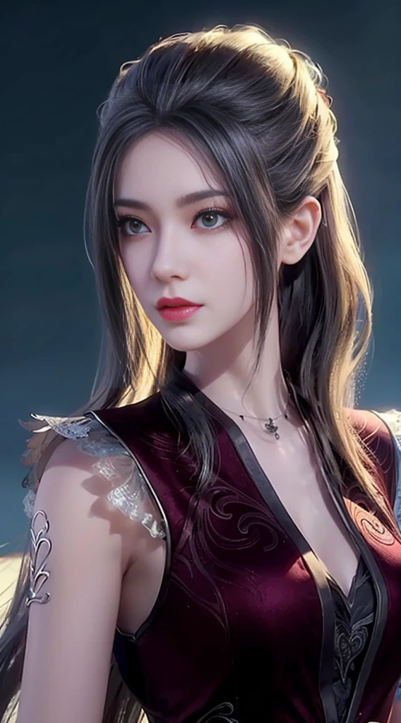a beautiful young lady,detailed face,realistic skin,long white hair,big breasts,dramatic lighting,photorealistic,high contrast,8k,ultra-detailed,raw photo,best quality,unreal engine,diffuse glow,intricate silver eaba,white imperial cape,spear,sword,no helm