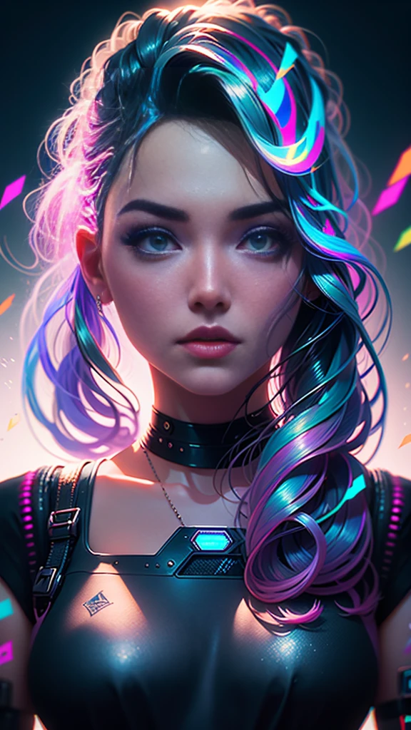 un primer plano de una mujer con tatuajes en el pecho, hyper-realistic estilo ciberpunk, estilo ciberpunk ， Híper realista, chica soñadora cyberpunk, Híper realista fantasy art, arte digital realista 4k, arte digital realista 4k, estilo de arte ciberpunk, hermosa cara de niña cyberpunk, alena aenami and artgerm, anime hiperrealista, Ross Tran 8K