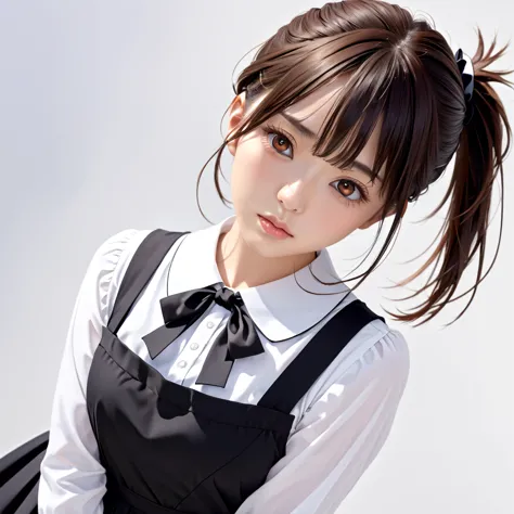 (（（perfect body,white and tender skin,（（（black dress, pinafore dress, sleeveless dress, white shirt, black ribbon, neck ribbon, ...