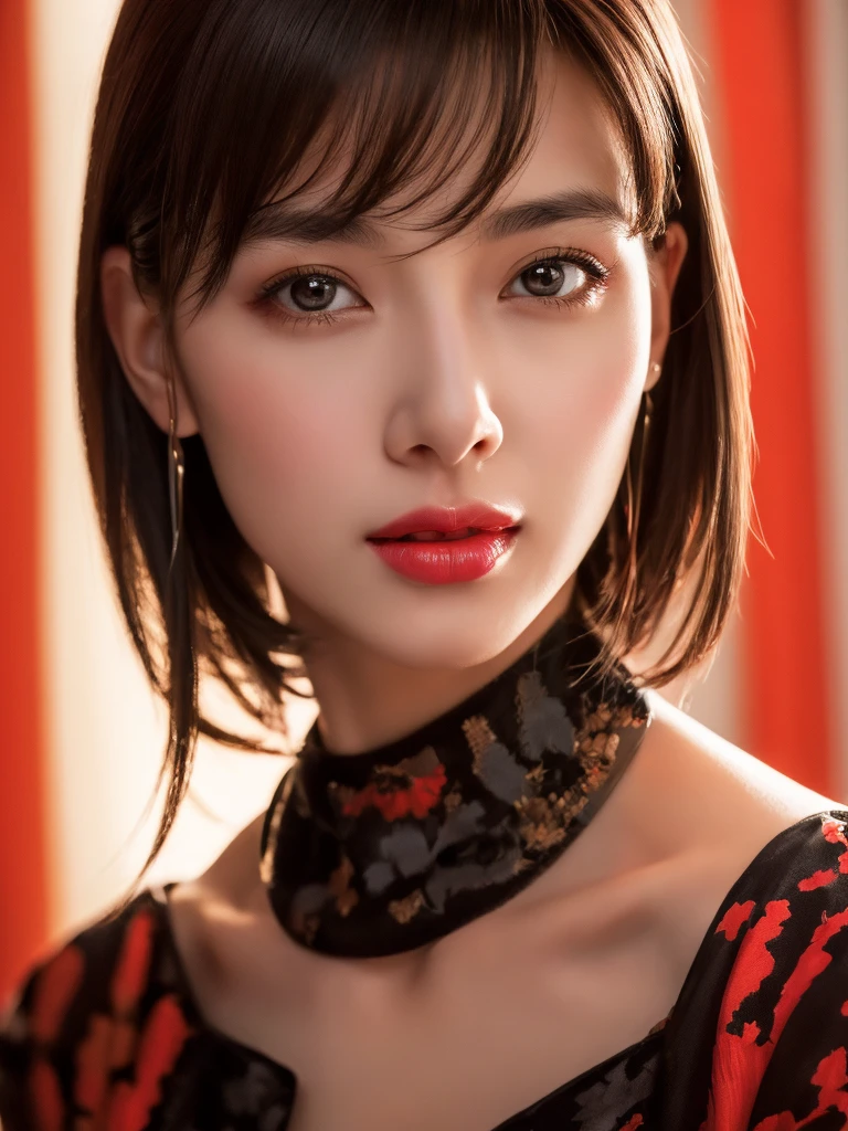 masterpiece, highest quality, Photoreal, super detailed, finely, High resolution, 8k wallpaper, Professional, High level details, 1 girl, ((facing the front)), ((vermilion lips)), detailed clavicle, perfect face, straight hair