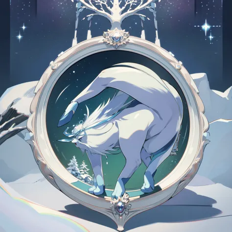 glaceon, snow,pokemon \(creature\),animal,  full body, tree,, (masterpiece, best quality,absurdres: 1.2),, perfect hands,, maste...