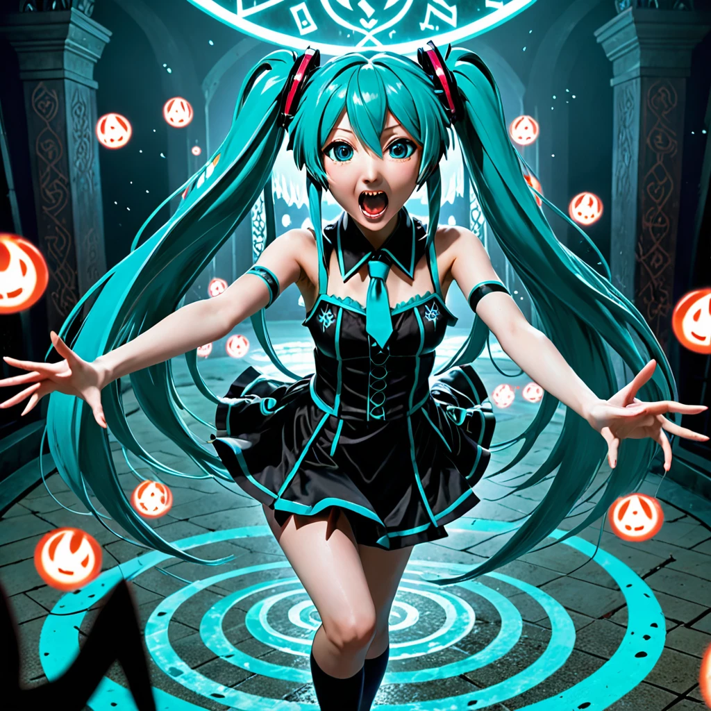 NWSF,a detailed portrait of hatsune miku in a gothic horror ritual  summoning sce - SeaArt AI
