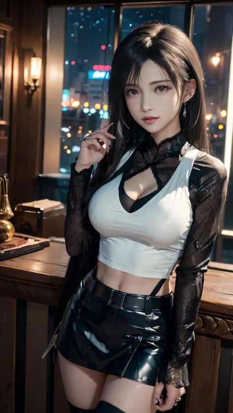 8K resolution, masterpiece, Highest quality, Award-winning works, unrealistic, tifa lockhart, 20-year-old, sexy office lady, (bl...