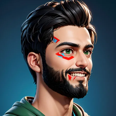 create a cartoonish caricature 3d animation of a big-headed. a 25 year old pakistani businesman. he has short black pixie cut ha...