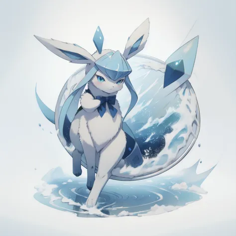 glaceon, snow,pokemon \(creature\),animal, full body, tree,, (masterpiece, best quality,absurdres: 1.2),, perfect hands,, master...