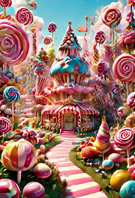 Candyland, Candy land, Candyland, by Wes Anderson, best quality, masterpiece, very aesthetic, perfect composition, intricate det...