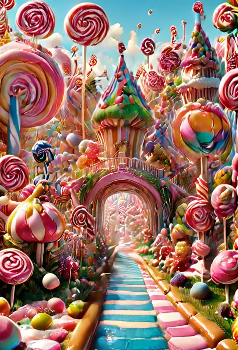 Candyland, Candy land, Candyland, by Wes Anderson, best quality, masterpiece, very aesthetic, perfect composition, intricate det...