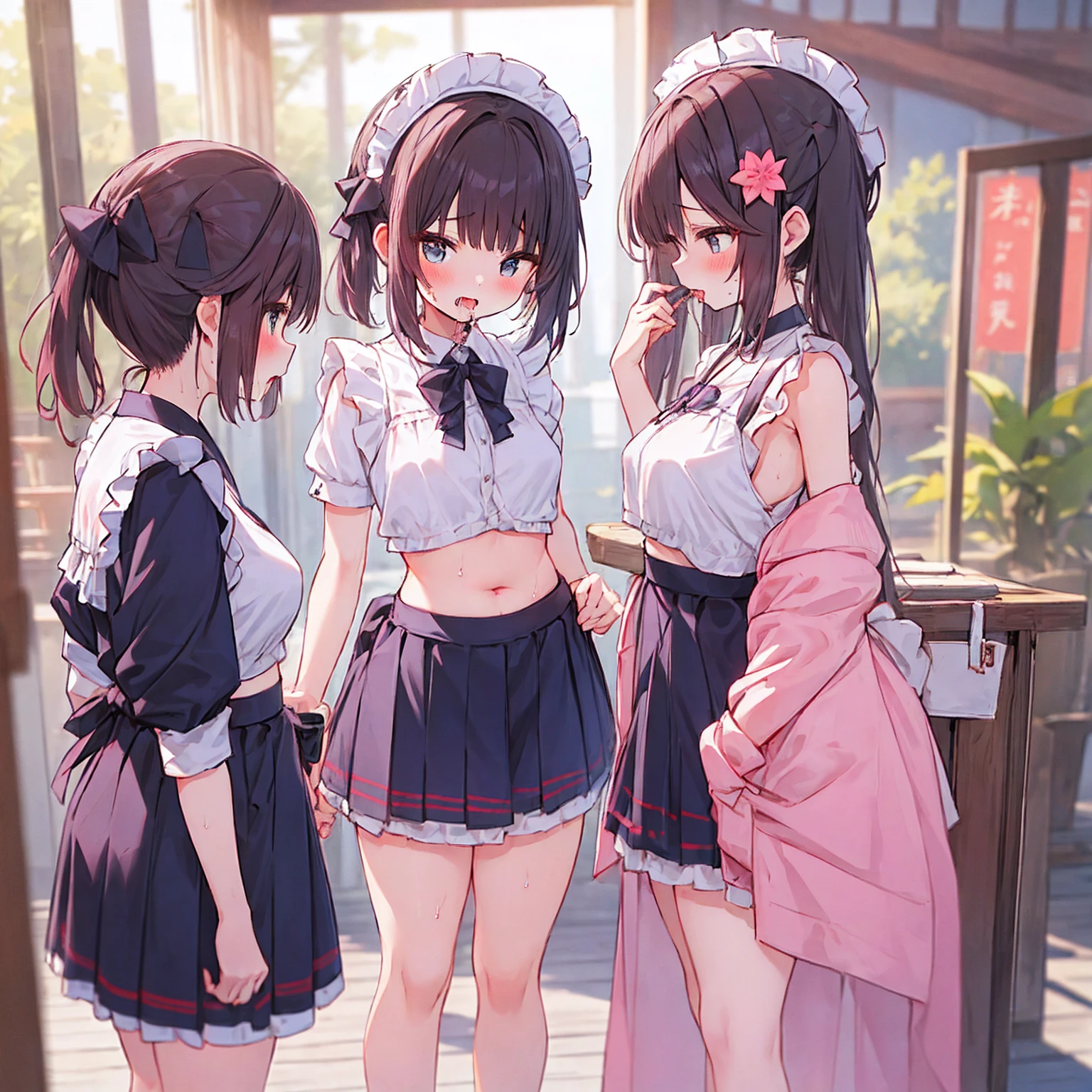 ((1 Japanese girl、aldult)), ( small)), Black Hair、Brown Hair、masterpiece, 最high quality, high quality, Highly detailed 8K wallpapers,amusement park、Pink Hair、Tropical night、Extreme heat、Heavy breathing、breathe、Sweat、Head ornament、cute girls、Cute Maid、Bold Pose、(Shut your mouth.、Secretes saliva)、Big nipples、Wait for orders、No fixes、Tingling in the mouth、(girl、classmate、Squid Belly、Wearing pink)、（No underwear）、Beautiful flat breasts、（Intense Sweat）、(Saliva volume:1.4）、(Elementary school girl、Cute belly、Prephysiology、Abdominal distention、Spreading pussy、Squirting）、（stroking the stomach:2）、(A comfortable face、Beautiful Face）、（serving）、（Trembling in the lower back:2）、Life-size、In front of the camera、Walk with your feet together