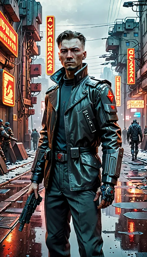 ((Best quality)), ((masterpiece)), (detailed), cyberpunk in the USSR