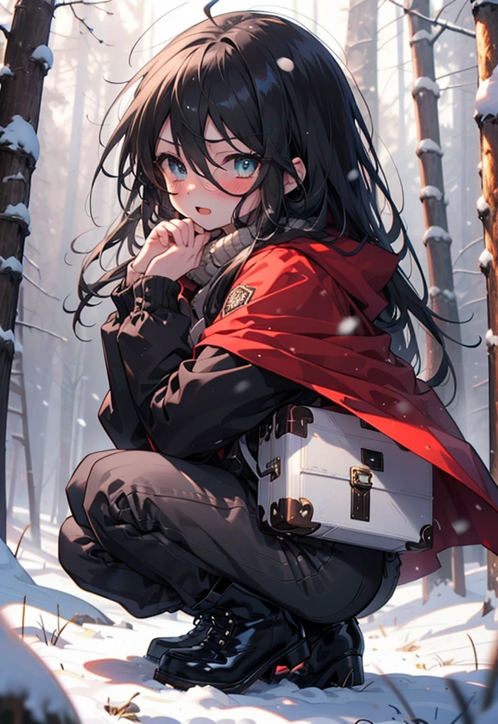 Shana,Shakugan pas Shana,cheveux longs, Roux, les yeux rouges,ahogé,,sourire,rougir,souffle blanc,
Ouvrez la bouche,neige,Feu de joie au sol, Extérieur, bottes, neigeing, Du côté, bois, valise, cap, Flou, , forêt, Sac à main blanc, nature,  s&#39;accroupir, Bouche fermée, cap, hiver, Profondeur de la limite écrite, Chaussures noires, red cap casser looking at viewer, Haut du corps, tout le corps, casser Extérieur, forêt, nature, casser (chef-d&#39;œuvre:1.2), la plus haute qualité, haute résolution, unité 8k fond d&#39;écran, (forme:0.8), (De beaux et beaux yeux:1.6), Visage très détaillé, éclairage parfait, CG très détaillé, (des mains parfaites, Anatomie parfaite),