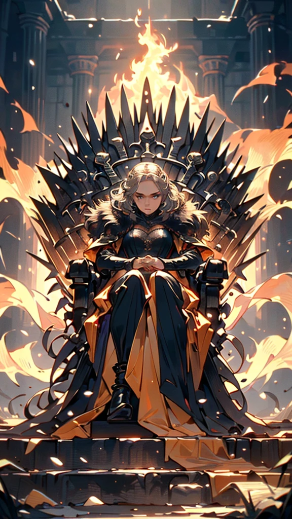 (Masterpiece), (film Style), (Super Detailed), (Beautiful), (UHD, HDR), (8K), (High Resolution: 1.2), (Complex and Beautiful: 1.2), (Dramatic Lighting: 1.2),Snow White as a beautiful lady of House Targaryen of Westeros, full body, black gold and red colors, Western Dragon and Fire detailing, purple eyes, Game of Thrones