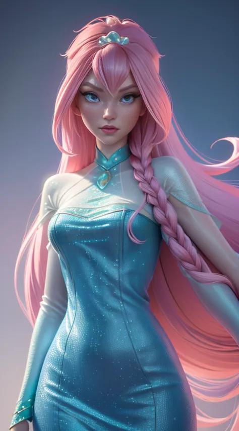elfgirl (rose quartz SU-Elsa Frozen Disney Tinker waiFu mixing models .) (ultra FUSION of white and pink hair) Highly detailed C...