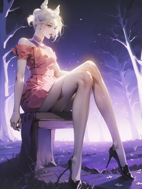 1 girl，shimizu，blue butterfly，pure white gauze skirt，shiny，sitting in the woods