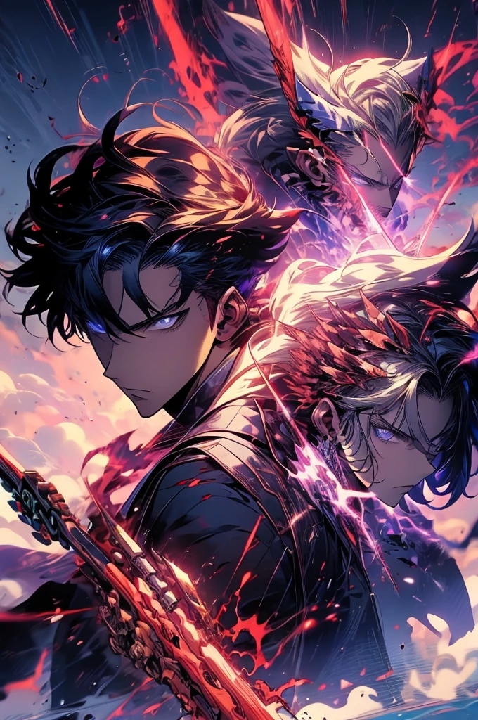 anime - style image of a man with a gun in his hand, badass anime 8 k, tall anime guy with blue eyes, handsome guy in demon slayer art, inspired by Okumura Masanobu, trigger anime artstyle, official anime still, key anime art, male anime character, young anime man, official art, epic anime style, handsome anime pose, Jin woo