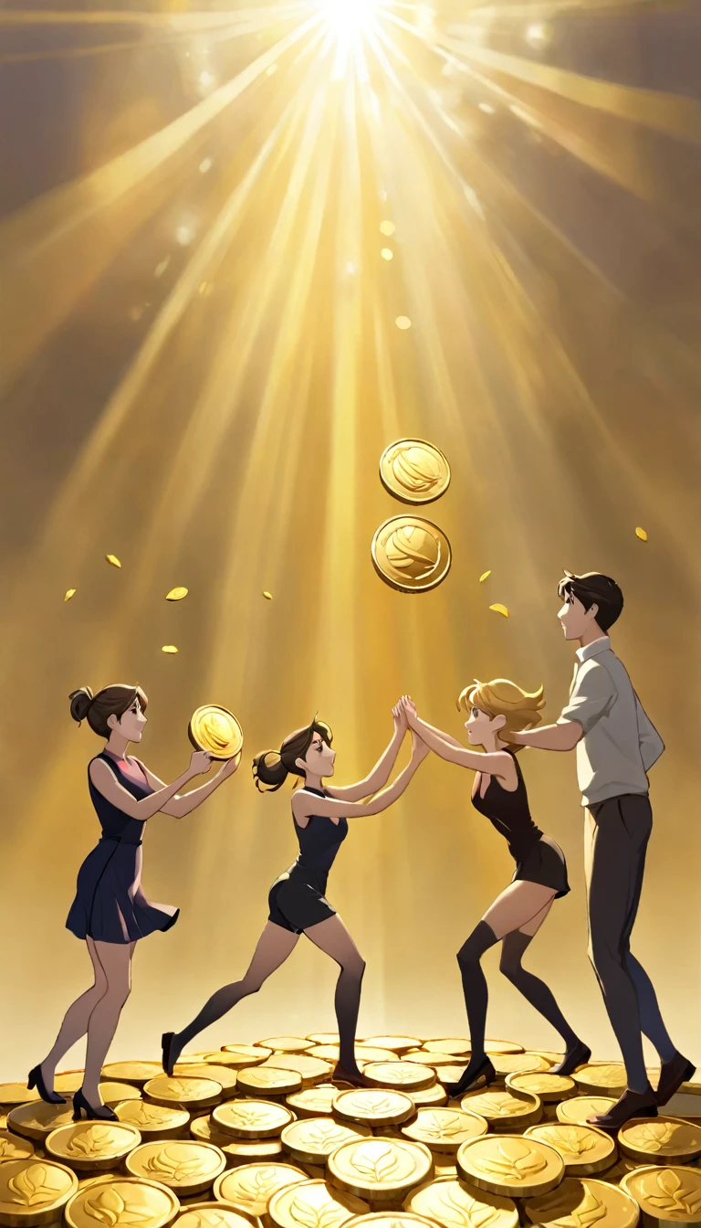 charity-generosity-sharing-exercising power, 6 gold coins in the scene